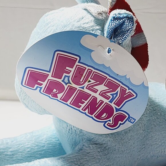 Fuzzy Friends Greenbrier Blue Unicorn Sewn Eyes Laying Down Plush 7" New - Picture 3 of 7